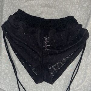 Black Crochet Shorts